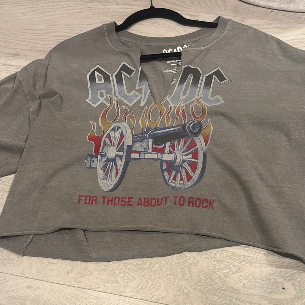 AC/DC Gray Long Sleeve Tee with Cannon Graphic